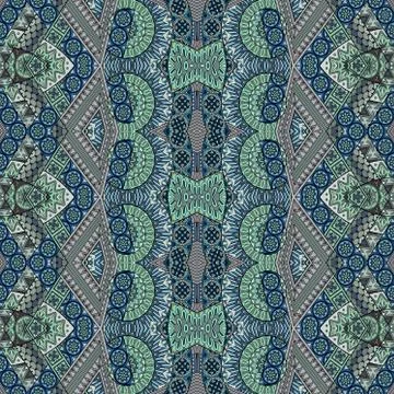 Vector abstract ethnic hand drawn seamless pattern Stock Illustration