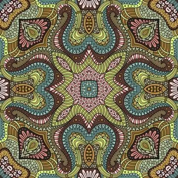 Vector abstract ethnic hand drawn seamless pattern Stock Illustration