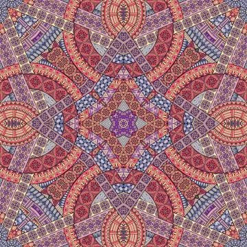 Vector abstract ethnic hand drawn seamless pattern Stock Illustration