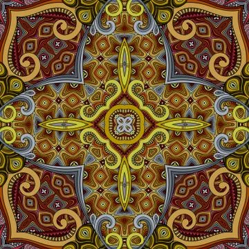 Vector abstract ethnic hand drawn seamless pattern Stock Illustration