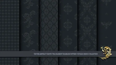 Vector abstract exotic Thai seamless pattern vintage design collection Stock Illustration