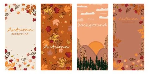 Vector Abstract Fall Backgrounds Set With Copy Space For Text - Fall Sale Stock Illustration