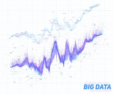 Vector abstract financial big data graph visualization. Stock index infograph 库存插图