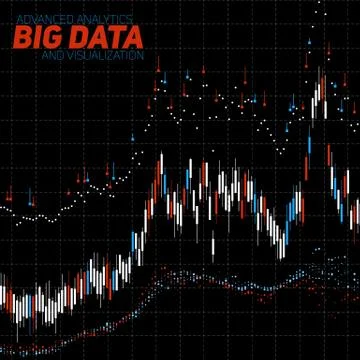 Vector abstract financial big data graph visualization. Stock index infograph Stockillustratie