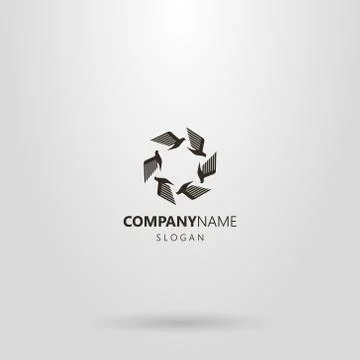 Vector abstract flat art logo of birds flying in a circle Stock Illustration