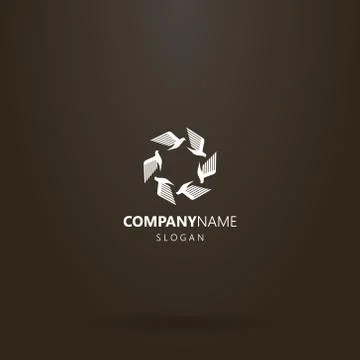 Vector abstract flat art logo of birds flying in a circle Stock Illustration