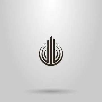 Vector abstract flat art sign of three pillars rising up in a round frame Stock-Illustration