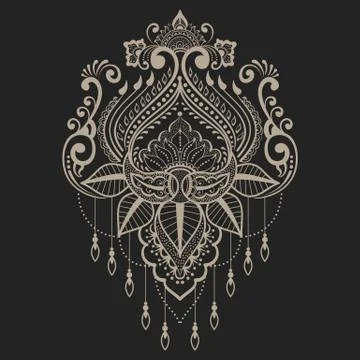 Vector abstract floral elements in indian mehndi style. Abstract henna floral Illustrazione stock