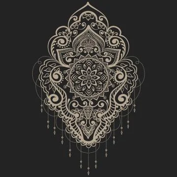 Vector abstract floral elements in indian mehndi style. Abstract henna floral Illustrazione stock