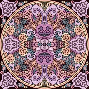 Vector abstract floral ethnic hand drawn mandala 스톡 일러스트
