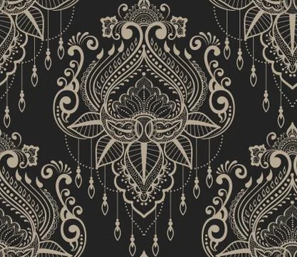 Vector abstract floral pattern element in Indian mehndi style. Abstract henna Illustrazione stock