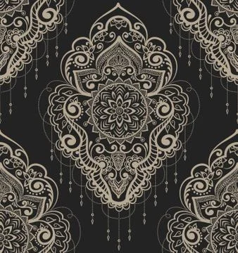 Vector abstract floral pattern element in Indian mehndi style. Abstract henna Illustrazione stock