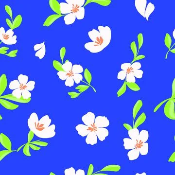 Vector abstract floral seamless pattern with daisies. Simple fantasy flowers  Stock Illustration