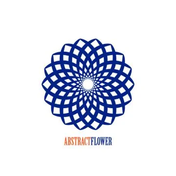 Vector Abstract Flower Blue Mandala Icon over white Stock Illustration