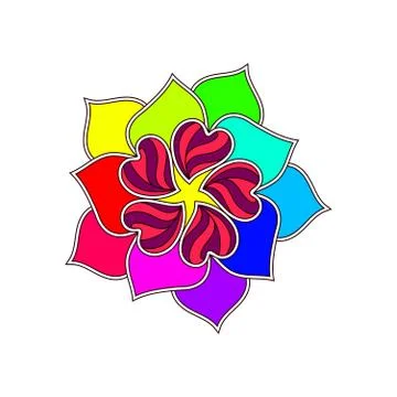 Vector Abstract Flower From Bright Hearts Over White. Stock Illustration