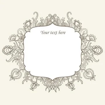 Vector abstract flower frame with text place Stock Illustration