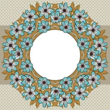 Vector abstract flower frame with text place Stock Illustration