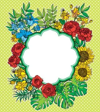 Vector abstract flower frame with text place Illustrazione stock