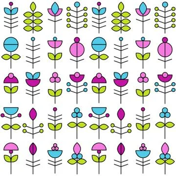 Vector abstract flowers seamless pattern Stock Illustration