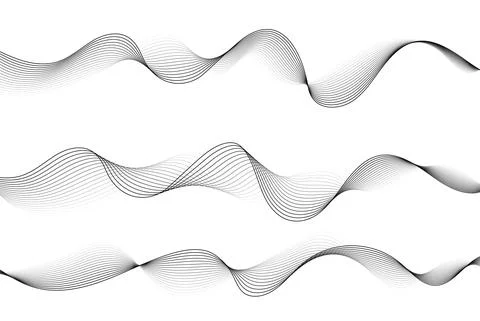 Vector abstract flowing wave lines isolated on white background. Design element Stock Illustration