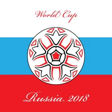 Vector Abstract Foot Ball Icon Over Russian Flag. Stock Illustration