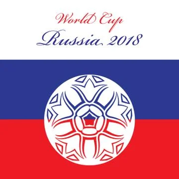 Vector Abstract Foot Ball Icon Over Russian Flag. Stock Illustration