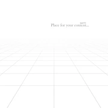 Vector abstract futuristic background with infinity perspective. White grid tile Stock Illustration