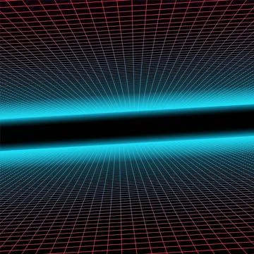 Vector abstract futuristic background with vision perspective. Retro design - Illustrazione stock