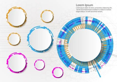 Vector Abstract futuristic circuit board on light gray background, hi-tech di Stock Illustration