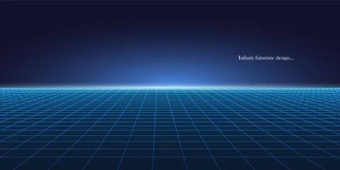 Vector abstract futuristic glowing background with vision perspective. Retro Illustrazione stock