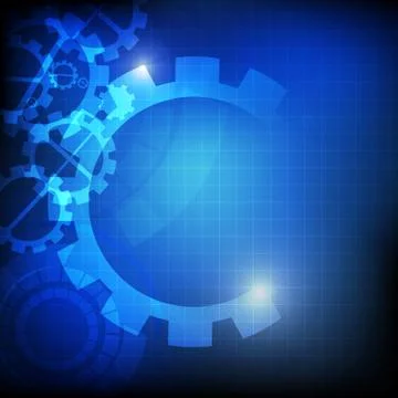 Vector : Abstract gears on blue background Stock Illustration