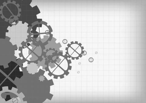 Vector : Abstract gears on gray grid background Stock Illustration