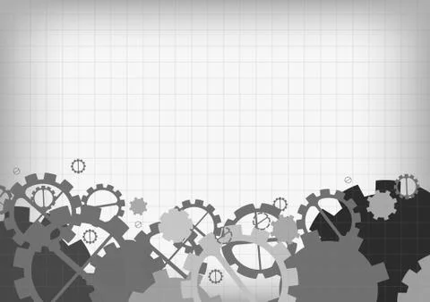 Vector : Abstract gears on gray grid background Stock Illustration