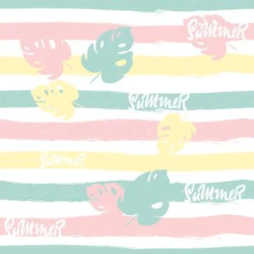 Vector abstract gentle hand drawn seamless pattern with striped geometric bru Stock Illustration