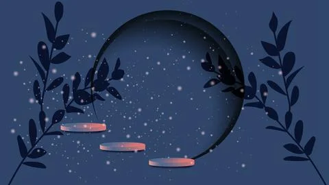 Vector. Abstract gentle magical blue background in pastel colors, fireflies. Stock Illustration