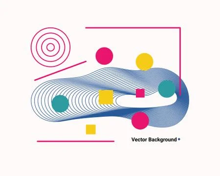 Vector of abstract geometric background with circles, triangles, lines Stock Illustration