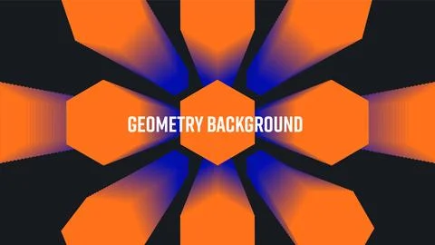Vector abstract geometric background, gradient orange hexagons on black bac.. Stock Illustration