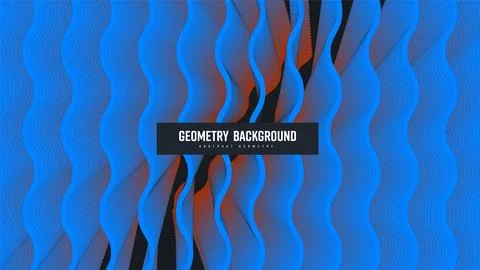 Vector abstract geometric background, gradient vertical wave lines, blue sh.. Stock Illustration