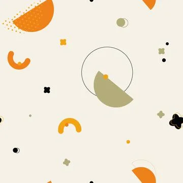 Vector Abstract Geometric Memphis Minimal in Warm Colors seamless pattern Illustrazione stock
