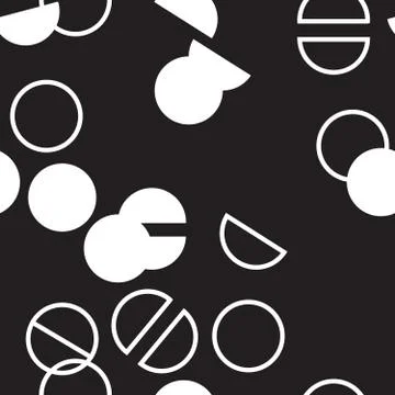 Vector abstract geometric seamless pattern. Repeating circles in black and white Stock Illustration