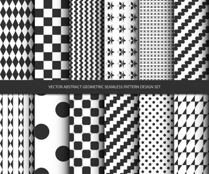 Vector abstract geometric seamless pattern design set Stock Illustration
