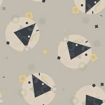 Vector Abstract Geometric Shapes in Dusty Warm Colors seamless pattern Stock Illustration