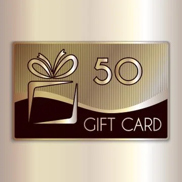Vector abstract gift card for fifty in gold and beige colors Stock Illustration