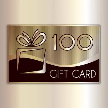 Vector abstract gift card for one hundred in gold and beige colors Stock Illustration