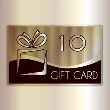 Vector abstract gift card for ten in gold and beige colors Stock Illustration