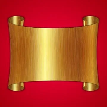 Vector abstract gold award scroll plate on red background Stock Illustration