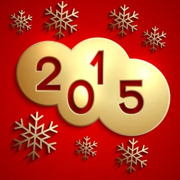 Vector abstract gold circles for the New Year 2015 on red Stock Illustration