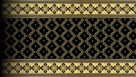 Vector abstract gold exotic Thai seamless pattern border background design Stock Illustration