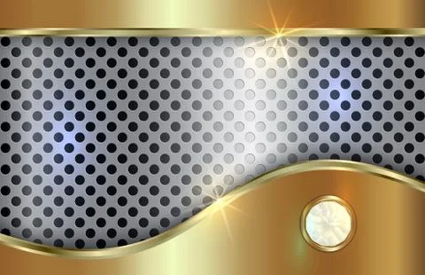 Vector abstract golden and silver background  with curve in tabloid format Stock Illustration