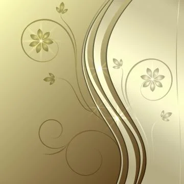 Vector abstract golden background with ornament and curve Stock Illustration